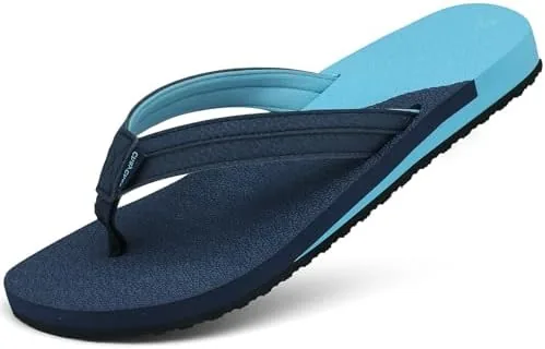 chaychax flip flops for women with arch support comfortable cushion mat summer beach walking thong sandals indoor outdoor navy 7 women