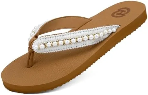 chaychax flip flops for women with arch support comfortable cushion mat summer beach walking thong sandals indoor outdoor white 6 women