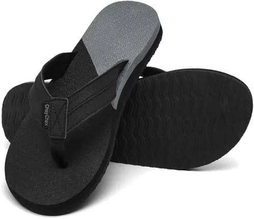 chaychax mens two tone flip flops with arch support comfort beach thong sandals indoor outdoor blackgrey 85 men